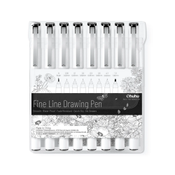 Black fineliners - 8 pens